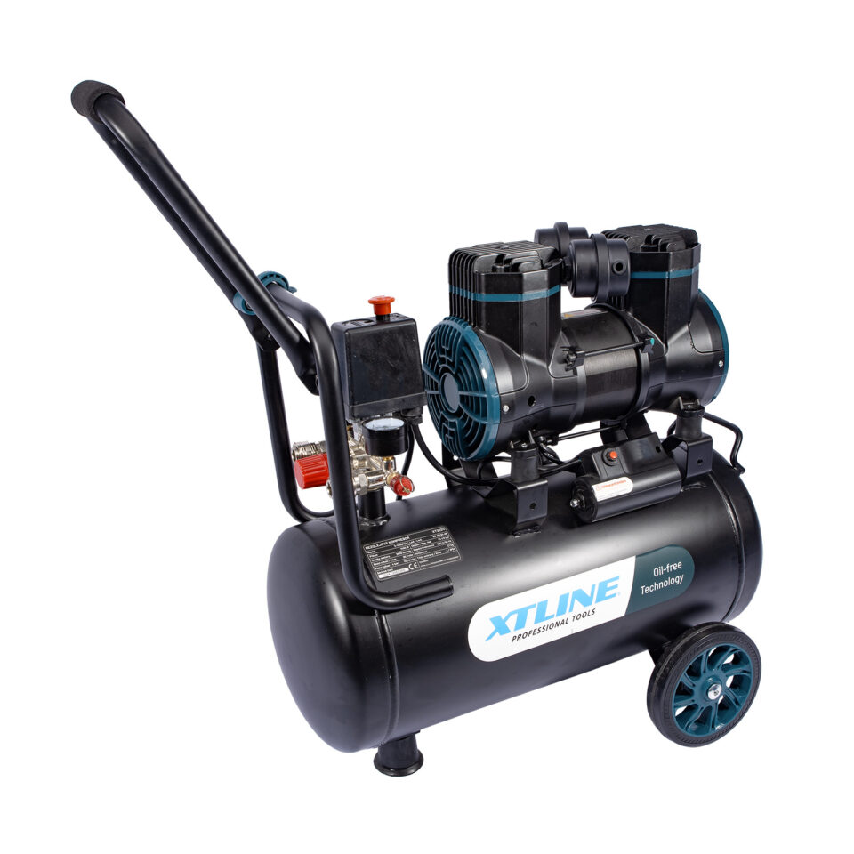 XTLINE Ölfreier Kompressor 1450 W | Kesselvolumen 24 L | Flüsterkompressor