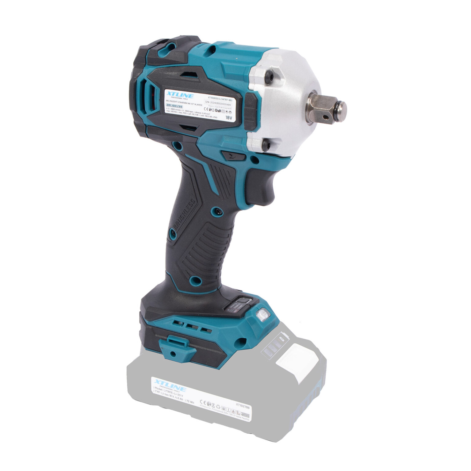 XTLINE Akku-Schlagschrauber für 1/2" Nüsse, bürstenlos, 18 V, 400 Nm 2 XTLINE Akku-Schlagschrauber für 1/2" Nüsse, bürstenlos, 18 V, 400 Nm – Bild 2
