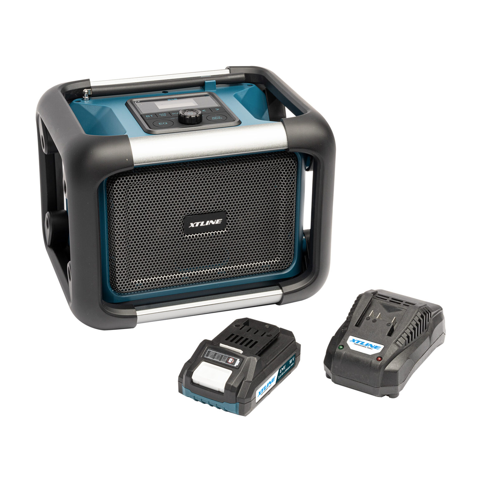 XTLINE Akku-Radio | Baustellenradio 18 V + Batterie 2.0 Ah + Ladegerät 2.4 A 1 XTLINE Akku-Radio | Baustellenradio 18 V + Batterie 2.0 Ah + Ladegerät 2.4 A