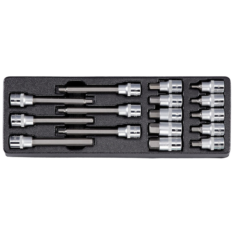 HONITON Steckschlüsselsatz Innensechskant 1/2" Profi, 16-teilig | Kunststoffeinlage A