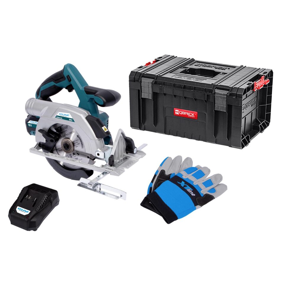 XTLINE Akku-Kreissäge, bürstenlos, 18 V, 165 mm, mit 5.0 Ah Batterie, 3.5 A Ladegerät und Koffer
