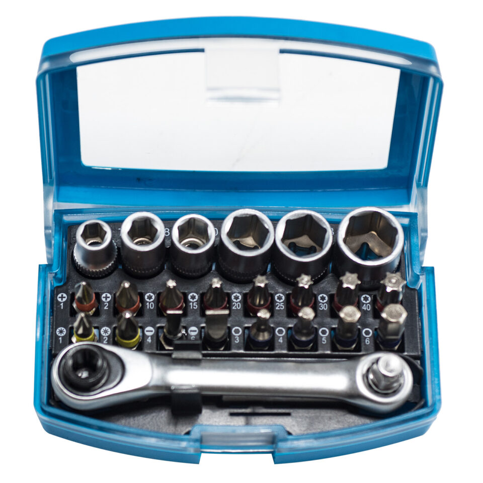 XTLINE Set Bits mit Ratsche S2, 25-teilig.