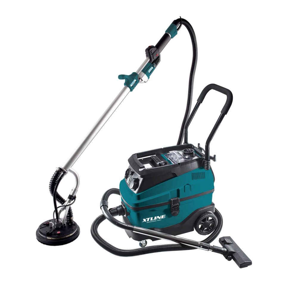 XTLINE Trockenbauschleifer XT106322 + Industriestaubsauger/Staubsauger XT102810 für Trocken- und Nassreinigung