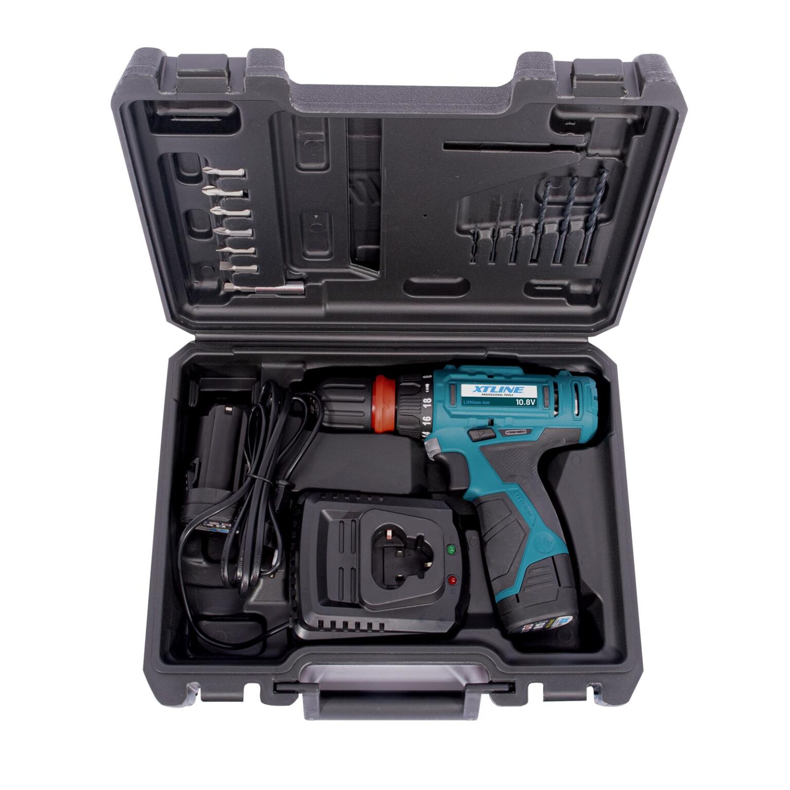 XTLINE Akku-Bohrmaschine 10,8 V + 2 Batterien 2.0Ah SAMSUNG + 13-teiliges Zubehör 8 XTLINE Akku-Bohrmaschine 10,8 V + 2 Batterien 2.0Ah SAMSUNG + 13-teiliges Zubehör – Bild 8