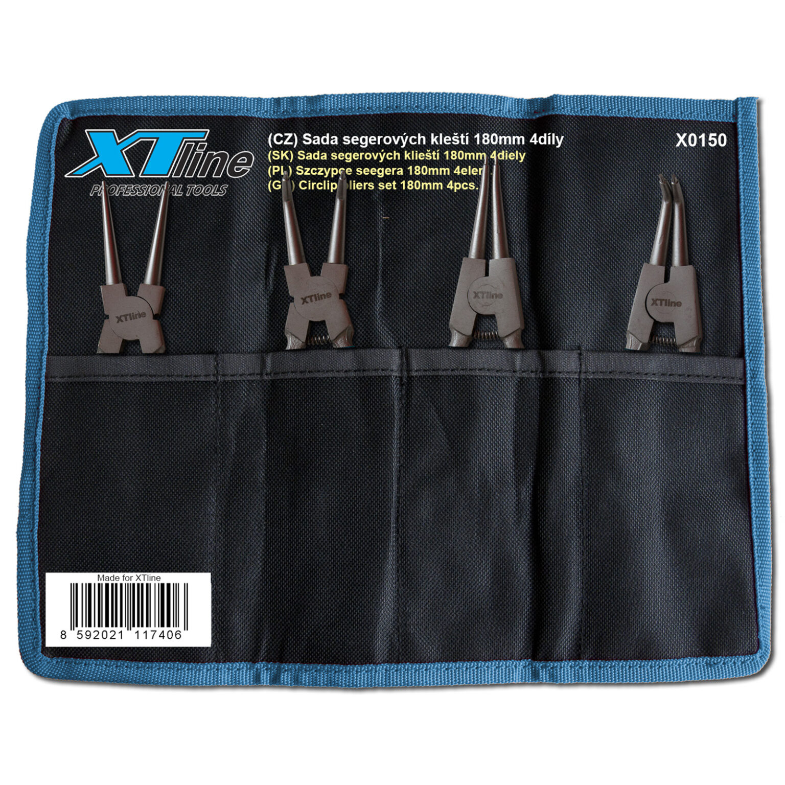 XTLINE Sicherungsringzangen Set 180 mm, 4-teilig, CrV 1 XTLINE Sicherungsringzangen Set 180 mm, 4-teilig, CrV