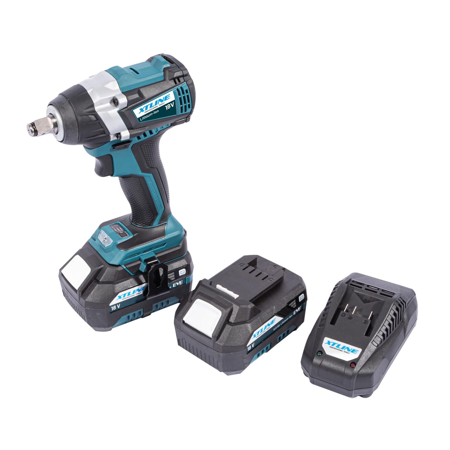 XTLINE Akku-Schlagschrauber für 1/2"-Nüsse, bürstenlos, 18 V, mit 2 Batterien 5.0 Ah und 3.5 A Ladegerät 3 XTLINE Akku-Schlagschrauber für 1/2"-Nüsse, bürstenlos, 18 V, mit 2 Batterien 5.0 Ah und 3.5 A Ladegerät – Bild 3