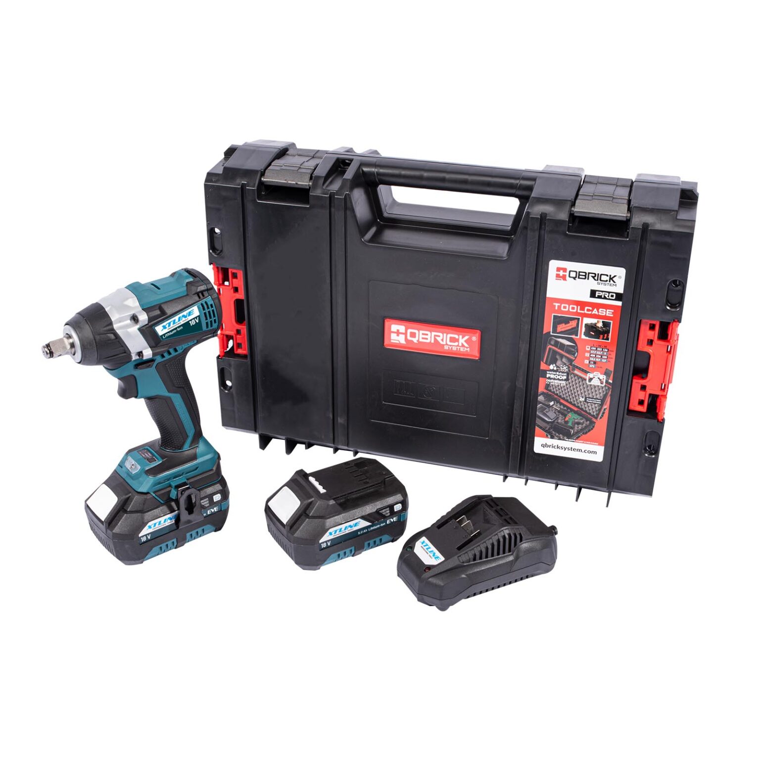 XTLINE Akku-Schlagschrauber für 1/2"-Nüsse, bürstenlos, 18 V, mit 2 Batterien 5.0 Ah und 3.5 A Ladegerät 1 XTLINE Akku-Schlagschrauber für 1/2"-Nüsse, bürstenlos, 18 V, mit 2 Batterien 5.0 Ah und 3.5 A Ladegerät