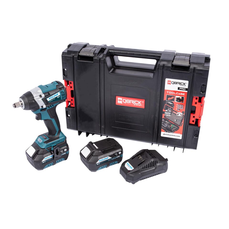 XTLINE Akku-Schlagschrauber für 1/2"-Nüsse, bürstenlos, 18 V, mit 2 Batterien 5.0 Ah und 3.5 A Ladegerät