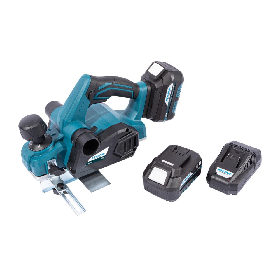 XTLINE Akku-Hobel, 18 V, mit 2 Batterien 5.0 Ah, 3.5 A Ladegerät und Koffer – Bild 2