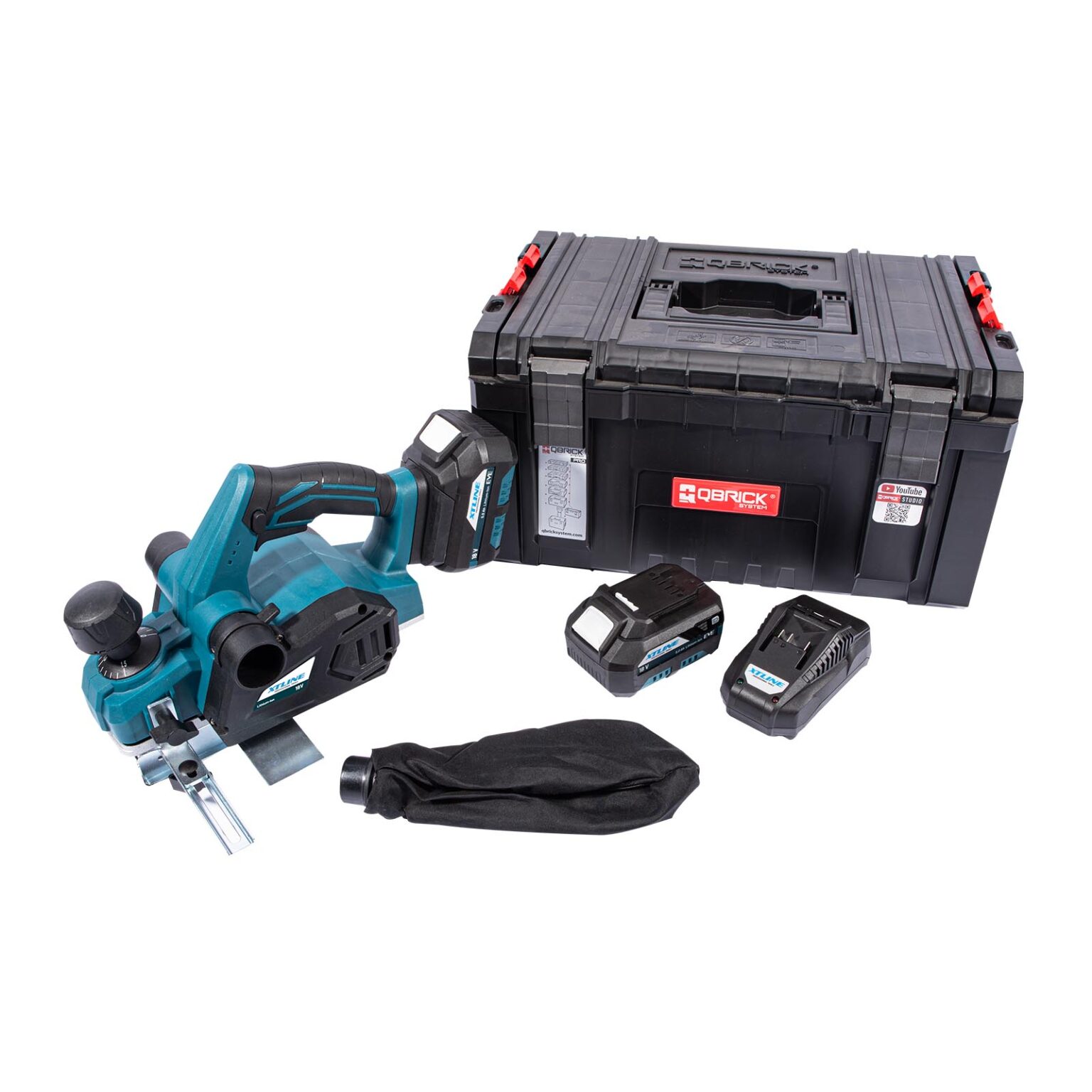 XTLINE Akku-Hobel, 18 V, mit 2 Batterien 5.0 Ah, 3.5 A Ladegerät und Koffer 1 XTLINE Akku-Hobel, 18 V, mit 2 Batterien 5.0 Ah, 3.5 A Ladegerät und Koffer