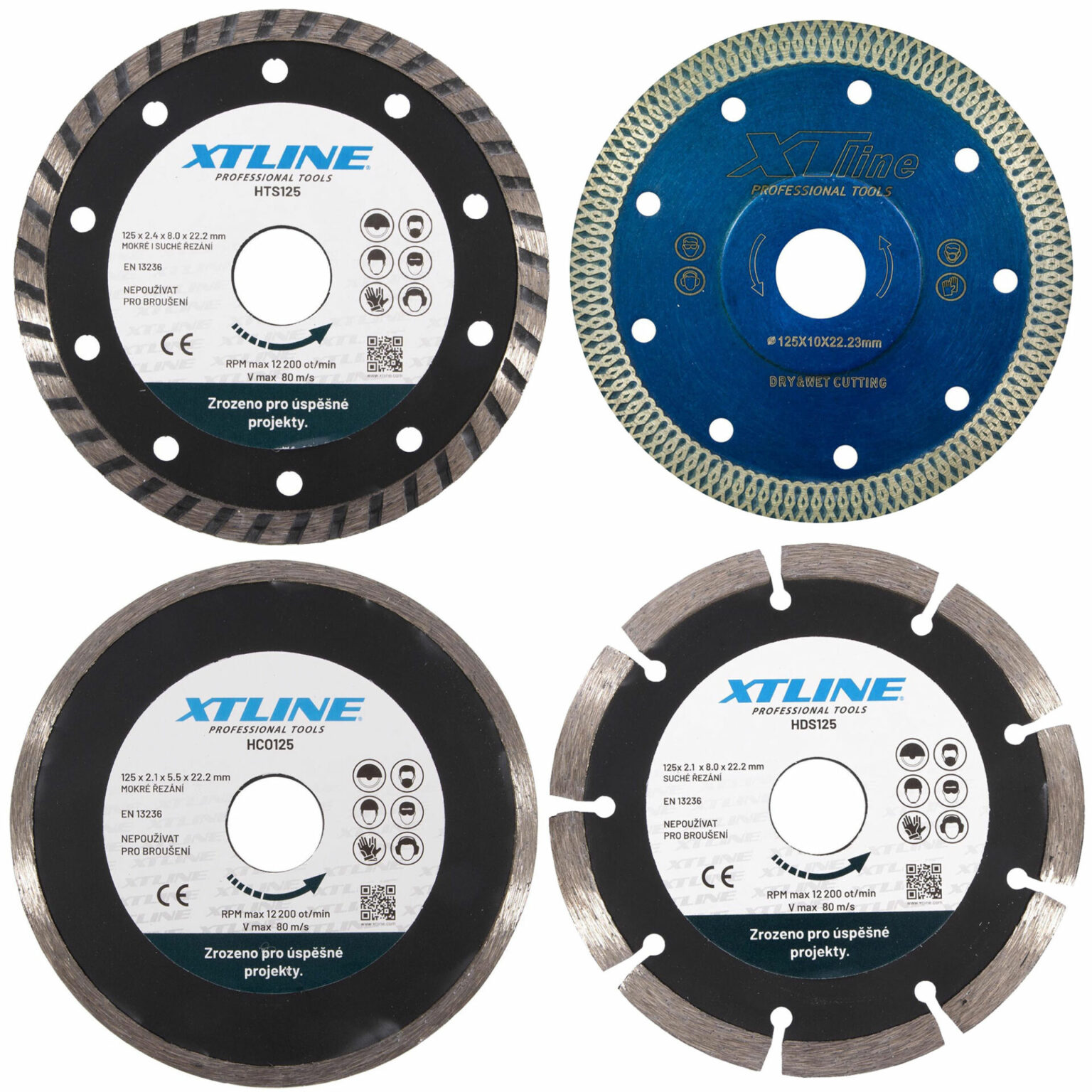 XTLINE 4-teiliges Diamanttrennscheiben-Set 115 mm | Nass- und Trockenschnitt 1 XTLINE 4-teiliges Diamanttrennscheiben-Set 115 mm | Nass- und Trockenschnitt